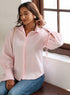 Light Pink Cuff Tie Oversized Top