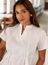 Off White Cotton Midi Shirt Top