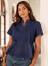 Navy Blue Sleeve Variant Cotton Top