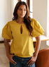 Lime Yellow Keyhole Round Neck Top