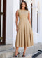 Beige Low Waist Cotton Formal Dress
