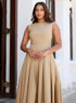 Beige Low Waist Cotton Formal Dress