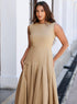 Beige Low Waist Cotton Formal Dress