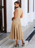 Beige Low Waist Cotton Formal Dress