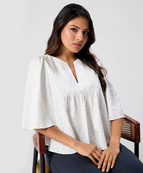 Vneck Flared Sleeve Baggy Top
