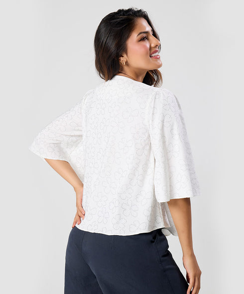 Vneck Flared Sleeve Baggy Top