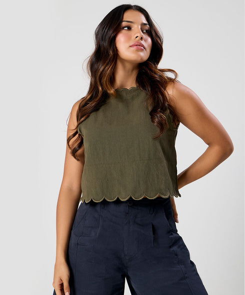 Scalloped Neck Top
