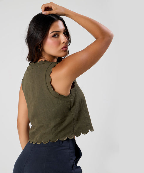 Scalloped Neck Top