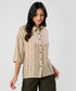 Flared Sleeve Brown Shirt