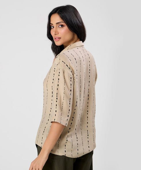 Flared Sleeve Brown Shirt