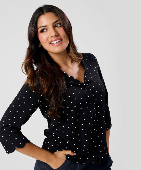 Scalloped Vneck Shirt