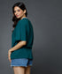 Mid Oversized Contrast Rib Green Tshirt