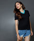 Vneck With Contrast Rib Tshirt