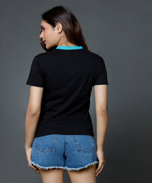 Vneck With Contrast Rib Tshirt