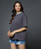 Mid Oversized Contrast Rib Grey Tshirt