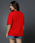 Mid Oversized Contrast Rib Red Tshirt