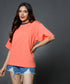 Mid Oversized Contrast Rib Orange Tshirt