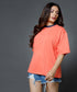 Mid Oversized Contrast Rib Orange Tshirt