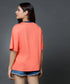 Mid Oversized Contrast Rib Orange Tshirt