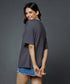 Mid Oversized Contrast Rib Grey Tshirt