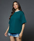 Mid Oversized Contrast Rib Green Tshirt