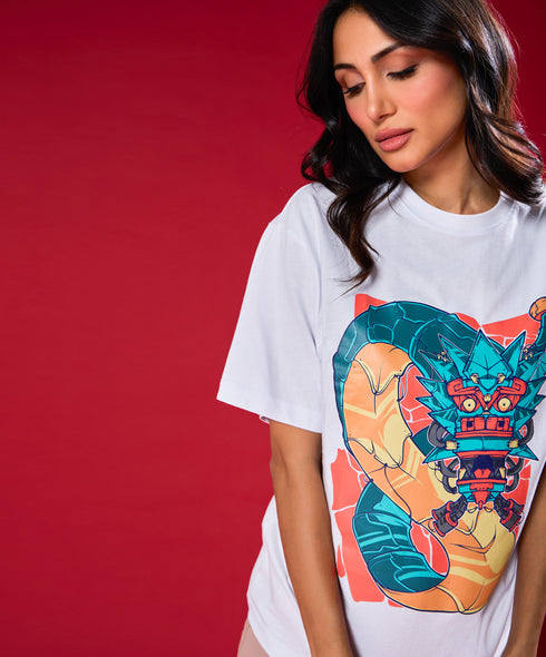 Chineese Dragon Printed Oversized Tshirt