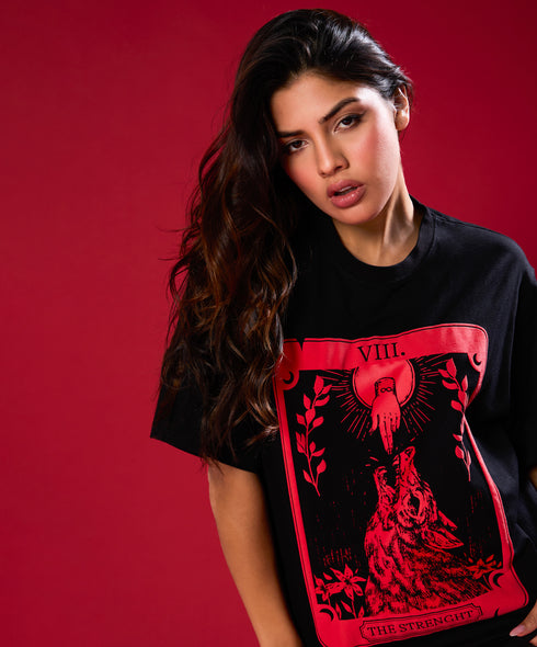 Witch Wolf Printed Oversized Tshirt