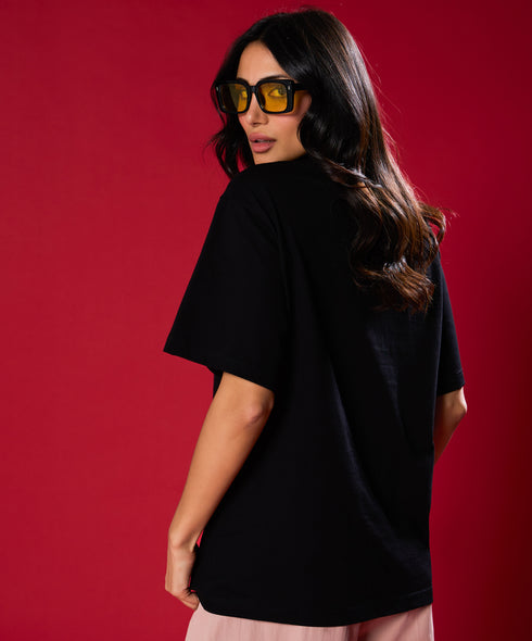 Fighter Girl Pink And Black Oversized Tshirt