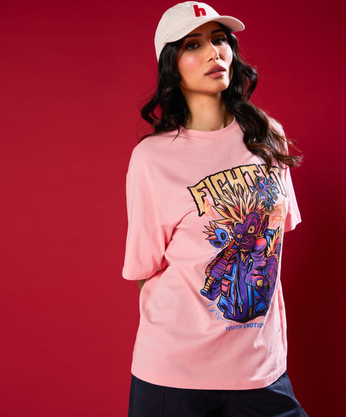 Fight Club Pink Colour Oversized Tshirt