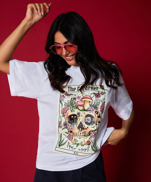 Gardener Skull Printed Oversized Tshirt