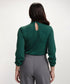 Neck Tie Long Sleeve Green Chiffon Top