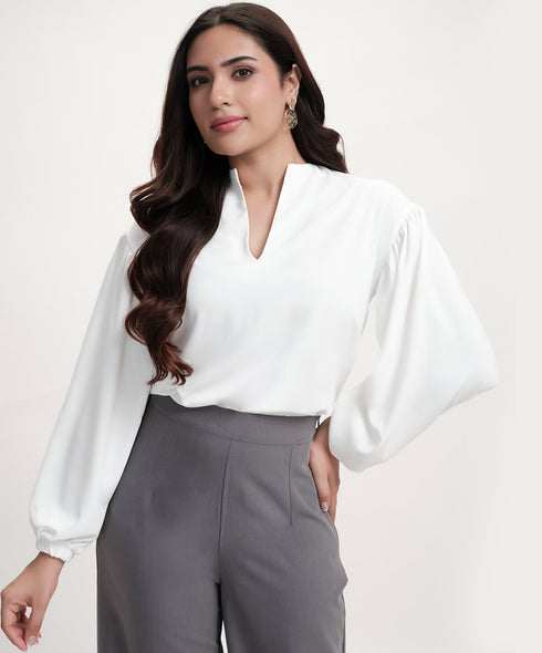 Front Slit Chiffon Long Sleeve Top