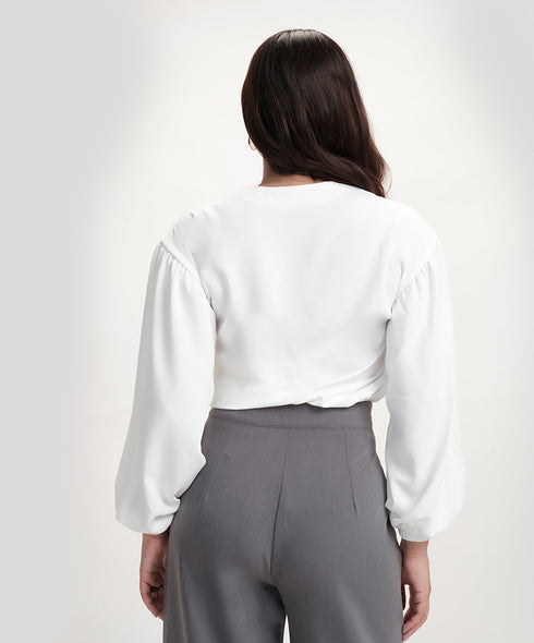 Front Slit Chiffon Long Sleeve Top