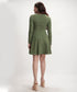 Vneck Mini Long Sleeve Flared Green Dress
