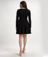 Vneck Mini Long Sleeve Flared Black Dress