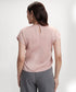 Waist Tie Round Neck Satin Pink Top