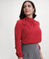 Neck Tie Long Sleeve Red Chiffon Top
