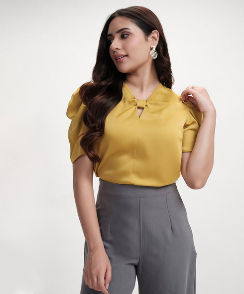 Satin Short Sleeve Top