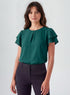 Green Double Flared Sleeve Top