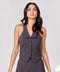 Halter Neck Buttoned Dark Grey Waistcoat