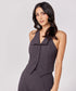 Halter Neck Buttoned Dark Grey Waistcoat
