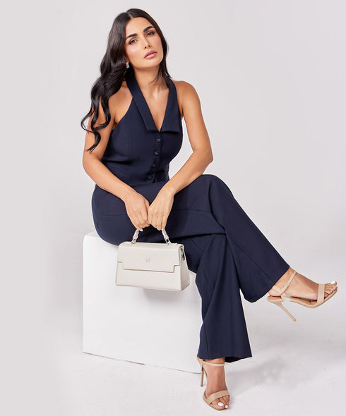 Flared Leg Formal Navy Blue Pant