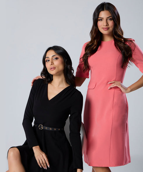 High Neck Midi Length Formal Dress