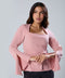 Split Sleeve Square Neck Peplum Pink Top