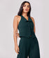 Halter Neck Buttoned Dark Green Waistcoat