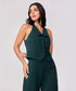Halter Neck Buttoned Dark Green Waistcoat