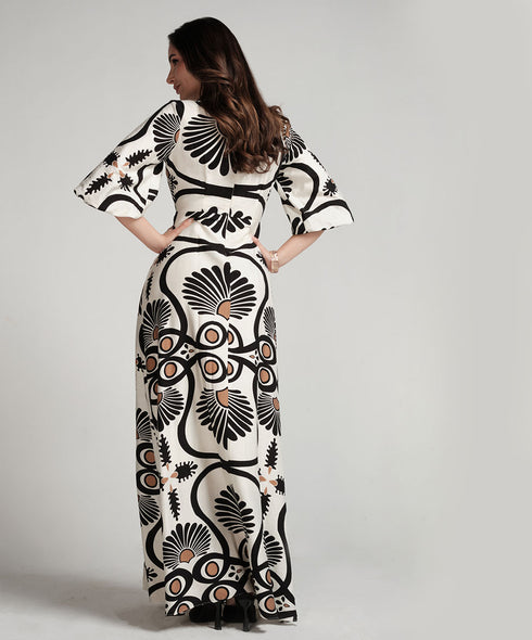 Front Buttoned Printed Maxi Dress