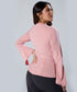 Split Sleeve Square Neck Peplum Pink Top