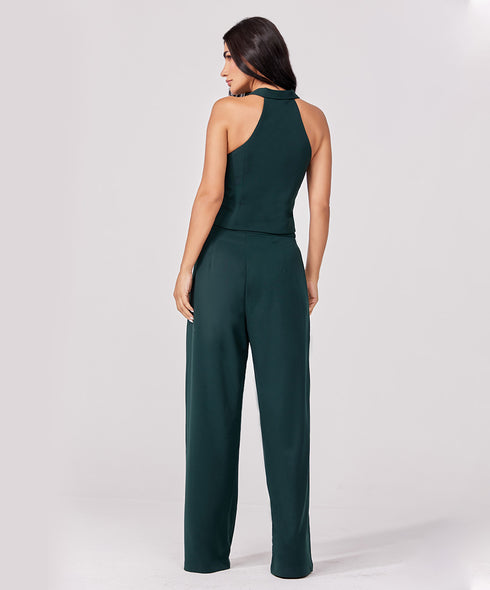 Flared Leg Formal Dark Green Pant