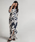 Front Buttoned Blue Printed Maxi Dress